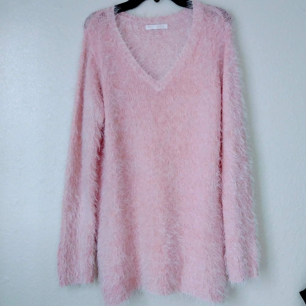 Light pink soft super fuzzy sweater size xs